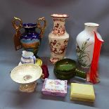 A collection of ceramics to include a masons vase and royal doulton plates and saucers