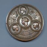 A Victorian bronze medal by B. Wyon, Commemorating the opening of the New Coal Exchange, 1849,