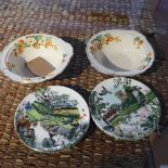 A pair of Grindley Creampetal ceramic dishes, decorated with flowers, W. 25cm, together with four