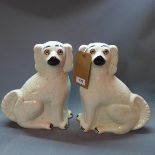 A large pair of staffordshire ceramic dogs. 32cm