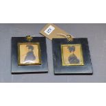 A pair of 19th century miniature side portraits of a lady and a gentleman.