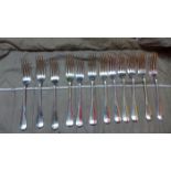 Twelve Walker & Hall silver dessert forks, rattail design, Sheffield, approx total weight 19.7