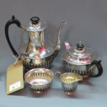 A Victorian silver tea set, to include a teapot and hot water pot with gadrooned decoration and