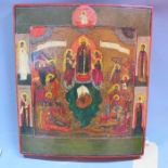 A Russian icon, 'The Mother of God, Joy to all who grieve', tempera on wooden panel, Mary holding