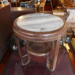 A Cantonese hardwood side table with stone inset top. 56cm x 54cm