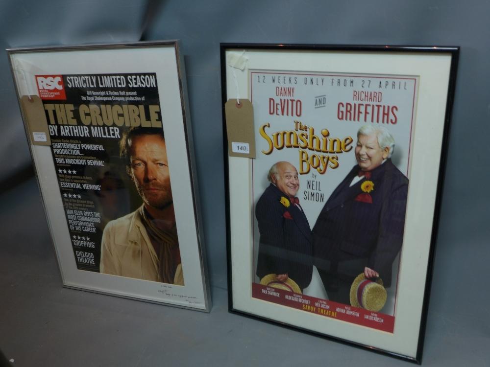 WITHDRAWN-Two printed theater posters, comprising 'The Sunshine Boys' at the Savoy Theatre starring