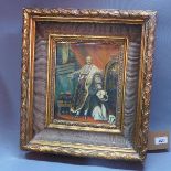 A 20th century oil on canvas depicting King George set in gilt frame