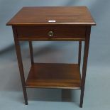 A 19th century mahogany two tier lamp table, with single drawer raised on tapered legs. H-73 W-51