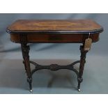 A Victorian aesthetic burr walnut and part ebonised card table.