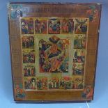 A Russian Icon, The Descent and Resurrection of Christ, tempera on wooden panel, parcel gilded, 31 x