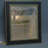 A Contemporary wall mirror, having bevelled glass plate within black and gilt painted frame, 68 x