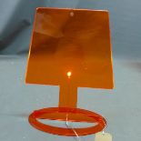 An Italian orange perspex lamp, H. 44cm