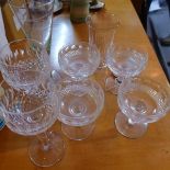 Two Waterford crystal wine glasses, together with four Waterford crystal champagne coupes, and two