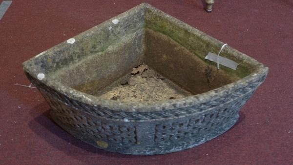 A Cotswold Studios Ltd corner stone planter, H. 26 W. 62 D. 46cm