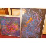 A collection of three abstract paintings