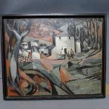 Caroline Scally (Irish, 1886-1973), Woodland Village Scene, oil on board, 40 x 50cm