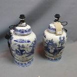 A pair of Contemporary ceramic table lamps in the Chinese taste, H.42cm