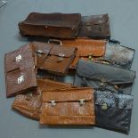 A collection of ten vintage leather brief cases and document cases