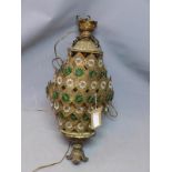 A Moroccan brass ceiling light shade