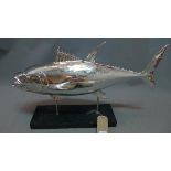 A fibreglass model of a fish on stand, W.74cm