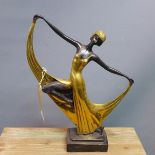 An Art Deco style bronze study of a dancing girl, H.40cm