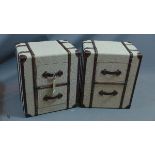 A pair of Contemporary side chests, in the form of steamer trunk, H.57 W.49 D.35cm