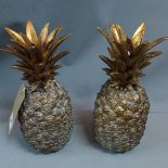 A pair of Contemporary gilt models of pineapples, H. 30cm