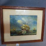 Early / Mid 20th century school, Maritime study of ships at sea, oil on board, 17 x 24cm