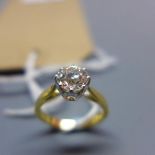 A ladies 18ct yellow gold solitaire diamond ring, inset with old cut diamond, approx. 1.03ct, size L