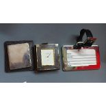 A Links of London silver triptych picture frame, in original leather case and box, H.5cm, together