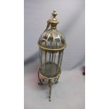 A Contemporary gilt metal storm lantern on stand