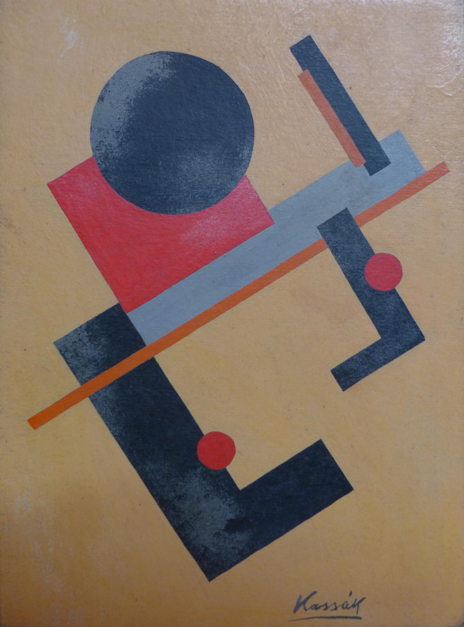 Lajos Kassák (Hungarian, 1887-1967), Composition, gouache on card, signed 'Kassak' lower right, H.