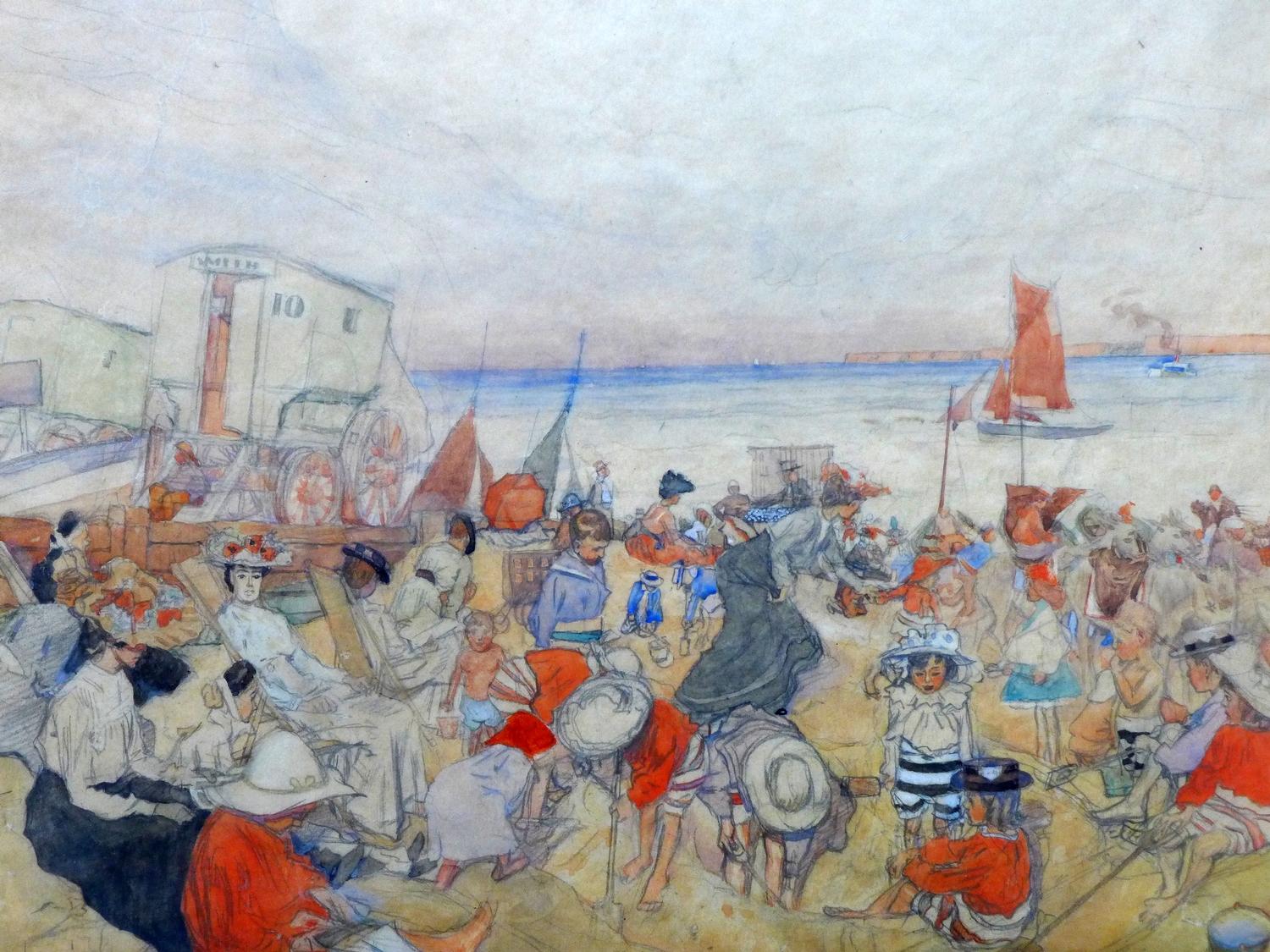 Charles Pears (British, 1873-1958), 'A day at the beach', watercolour and pencil, signed lower - Bild 2 aus 4