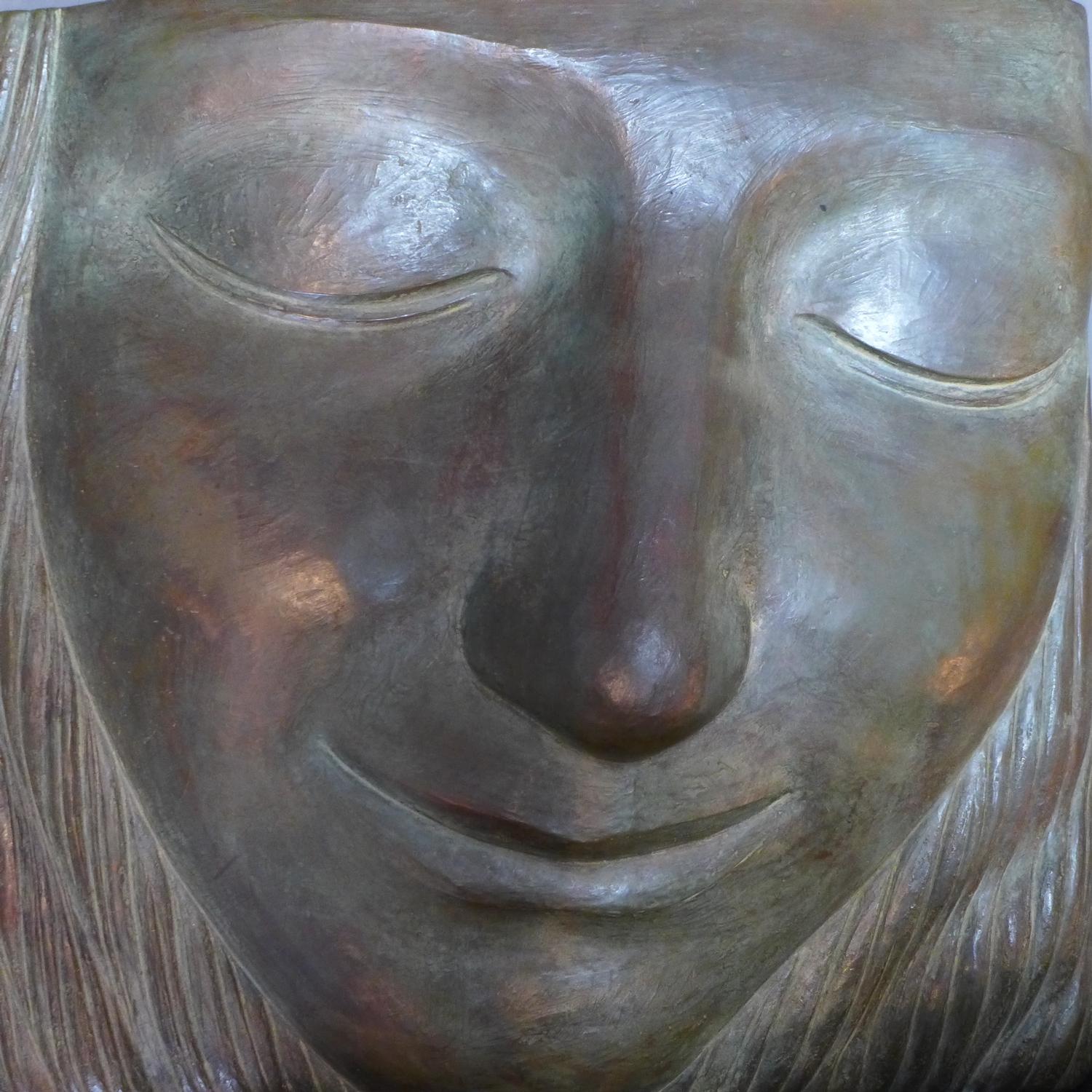 Terry Stringer (New Zealand, b.1946), Angel facial sculpture, Bronze, signed 'Stringer' and dated