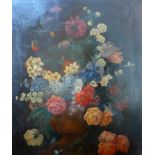 Late 19th/early 20th century Continental School, a still life study of flowers, oil on canvas,