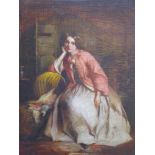 19th century British School, study of a seated maiden, oil on canvas, H.46cm W.35cm