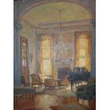 Mikhail Nikolaevich Yakovlev (Russian, 1880-1942), study of a drawing room, oil on canvas, signed