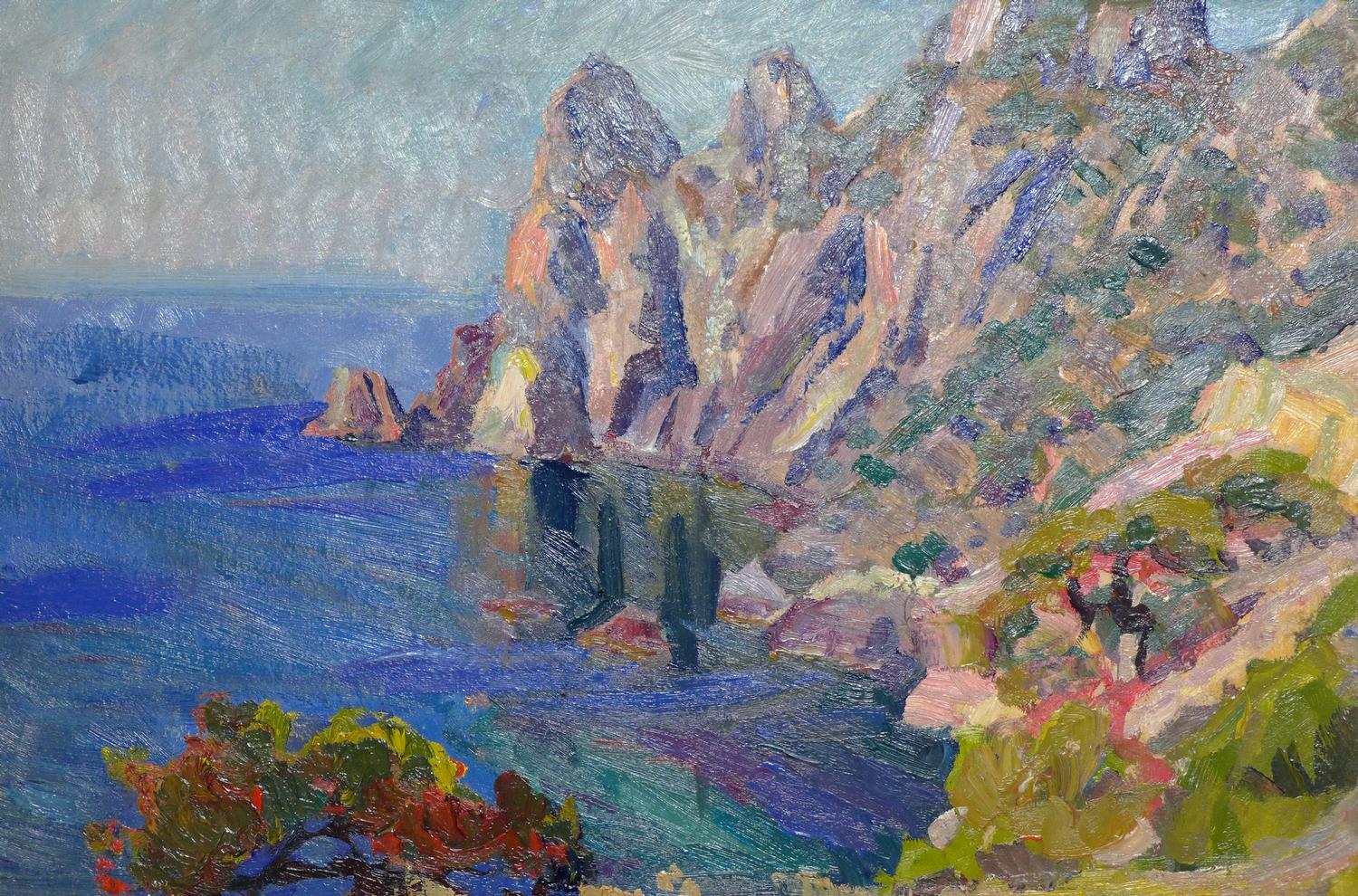 Kravtsov Nikolay Feodorovich (1934-1980), a landscape study of cliffs over the sea, oil on board,