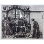 Kathe Kollwitz (German, 1867–1945), 'Weberaufstand-Sturm', 1897, etching, blindstamped, H.30.5cm W.