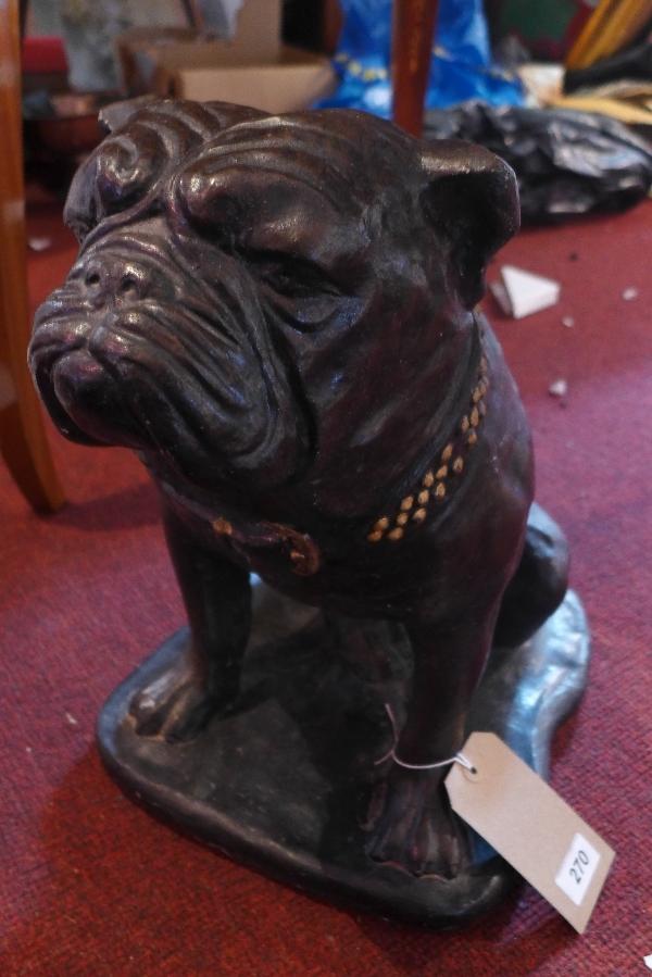 A painted plaster sculpture of a bulldog, H.45cm - Bild 2 aus 2