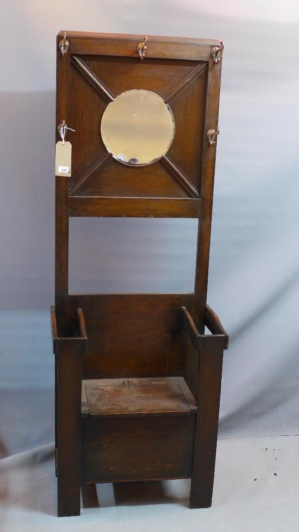 An early 20th century oak hall stand, H.178 W.64 D.32cm