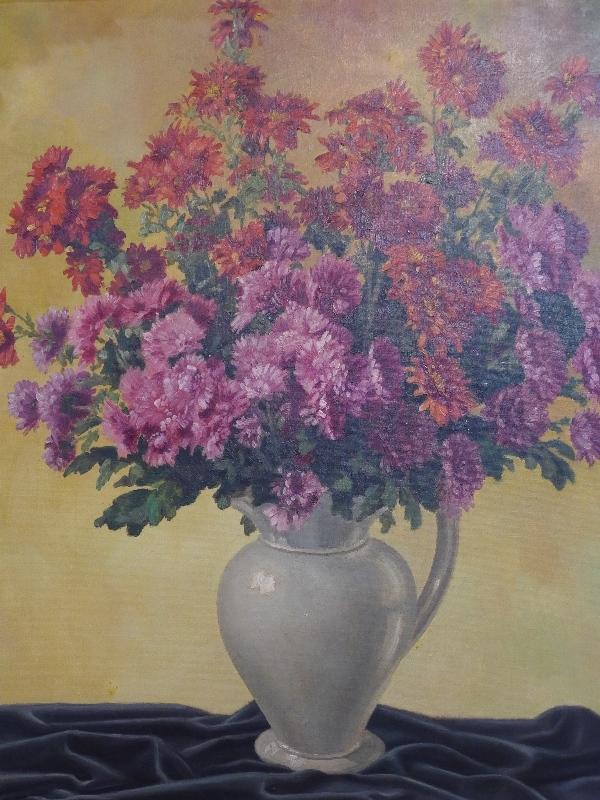 C. Sielens (20th century Continental school), Still Life of Flowers in a Vase, oil on canvas, signed - Image 2 of 6
