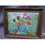 A Contemporary oil on board, still life of flowers, 31 x 41cm