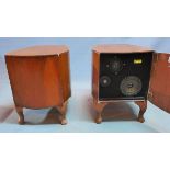 A pair of bespoke speakers built into walnut cabinets, maker N. Goroge