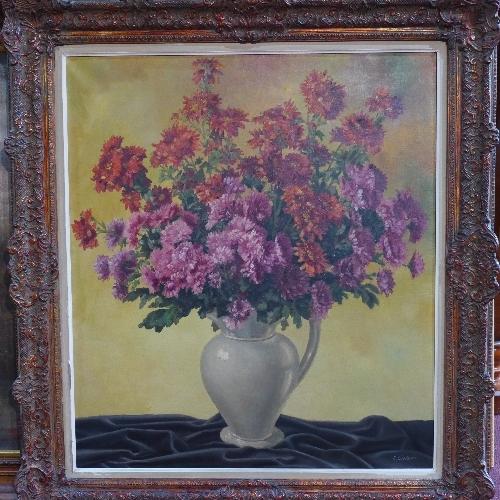 C. Sielens (20th century Continental school), Still Life of Flowers in a Vase, oil on canvas, signed - Image 4 of 6