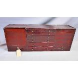 A 19th century mahogany table top haberdashery chest, with two hinged compartments and an