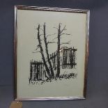 Annette Lewin, Trees with building to background, silkscreen print, limited edition 7/12, signed and