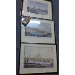 Three late 19th / early 20th century hand-coloured engravings of London, to include views of