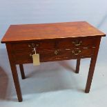 A 19th century mahogany side table, with two short over one long drawer, raised on tapered legs, H.