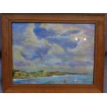 20th century school, Sailing boats near a coast line, oil on board, signed 'Jefred' and dated '64